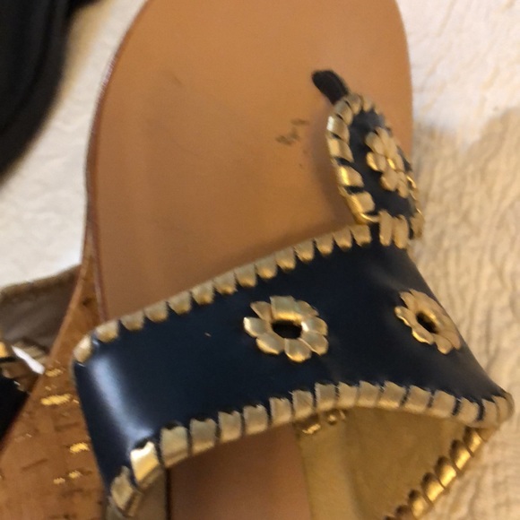 Jack Rogers wedges 10M navy with gold trim, excellent condition - Picture 8 of 8